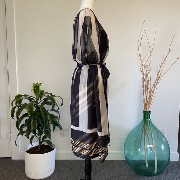 Max and Cleo striped knee length shift dress with tie waist - L - Picture 6 of 14